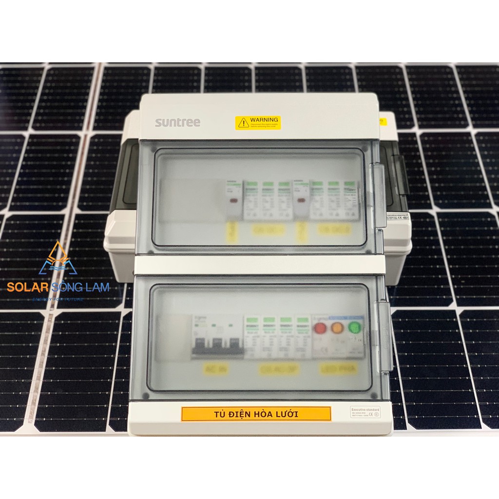 Tủ điện hòa lưới năng lượng mặt trời 10kw-3P/2String Lắp Sẵn IP65 tích hợp Chống sét Lan truyền AC/DC