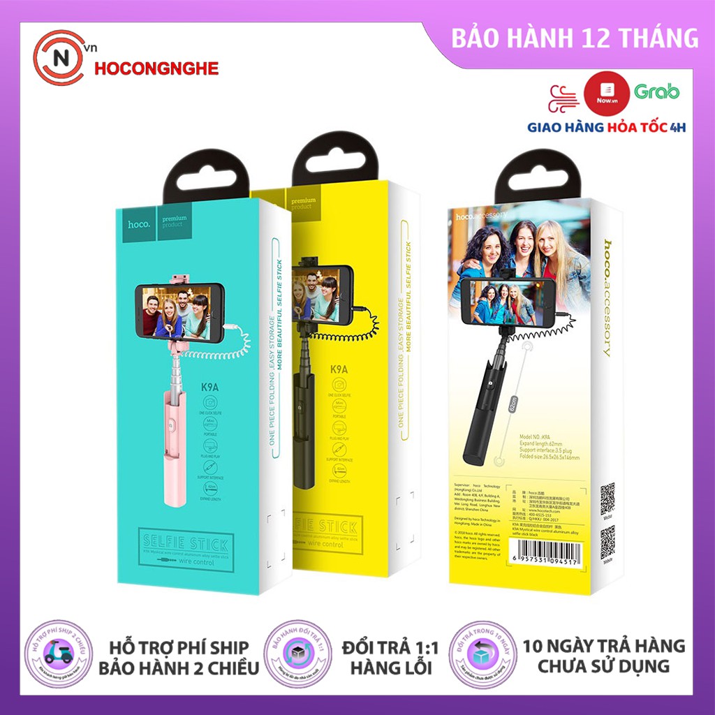 CHÍNH HÃNG Gậy selfie  Hoco K9A Mystical Jack 3,5 mm  - Hàng phân phối chính hãng {BẢO HÀNH ĐỔI MỚI}