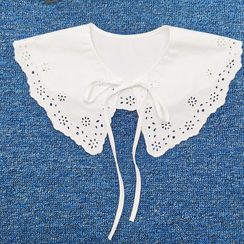 Han Khăn Choàng Cổ Giả Thêu Hoa Cúc Rỗng Buộc Dây Có Thể Tháo Rời Tinh Tế Cho Nữ