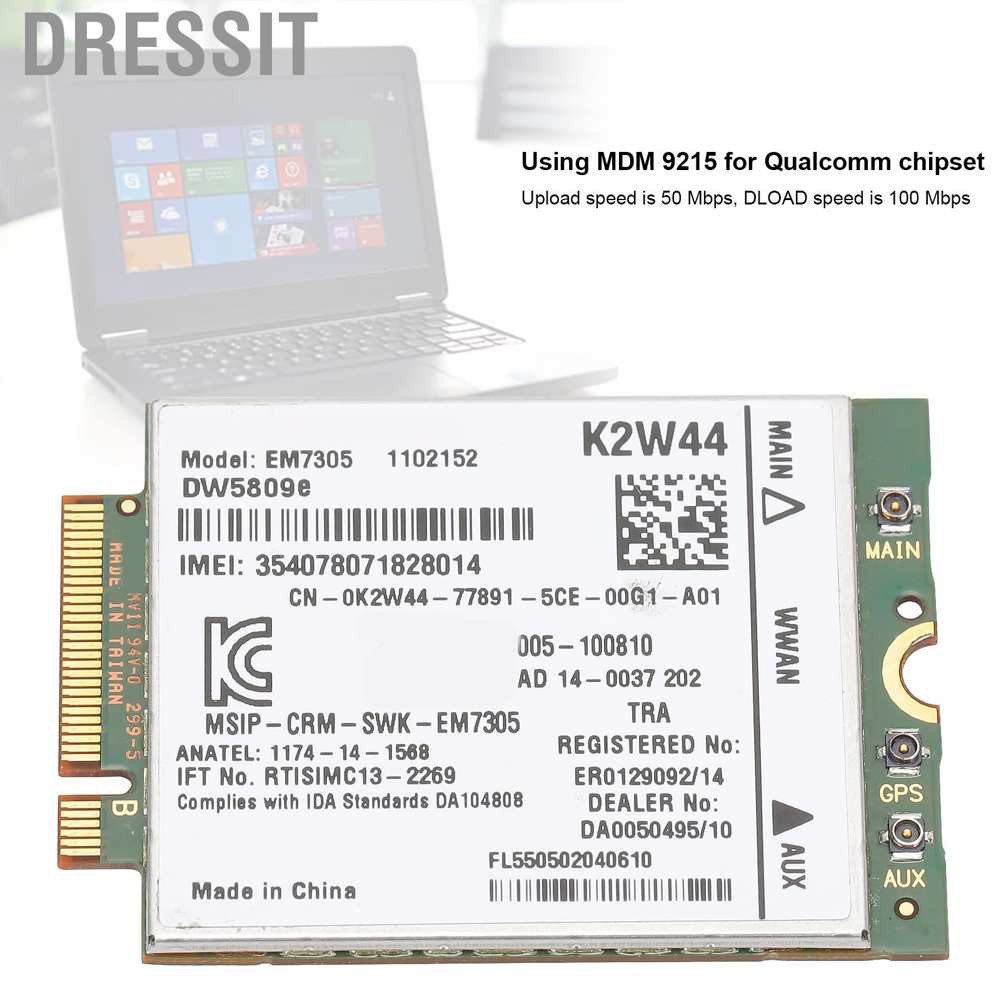 Mô Đun Mạng Không Dây M2 Ngff Lte Wwan Card 52pin Cho Dell Dw5809E Sierra