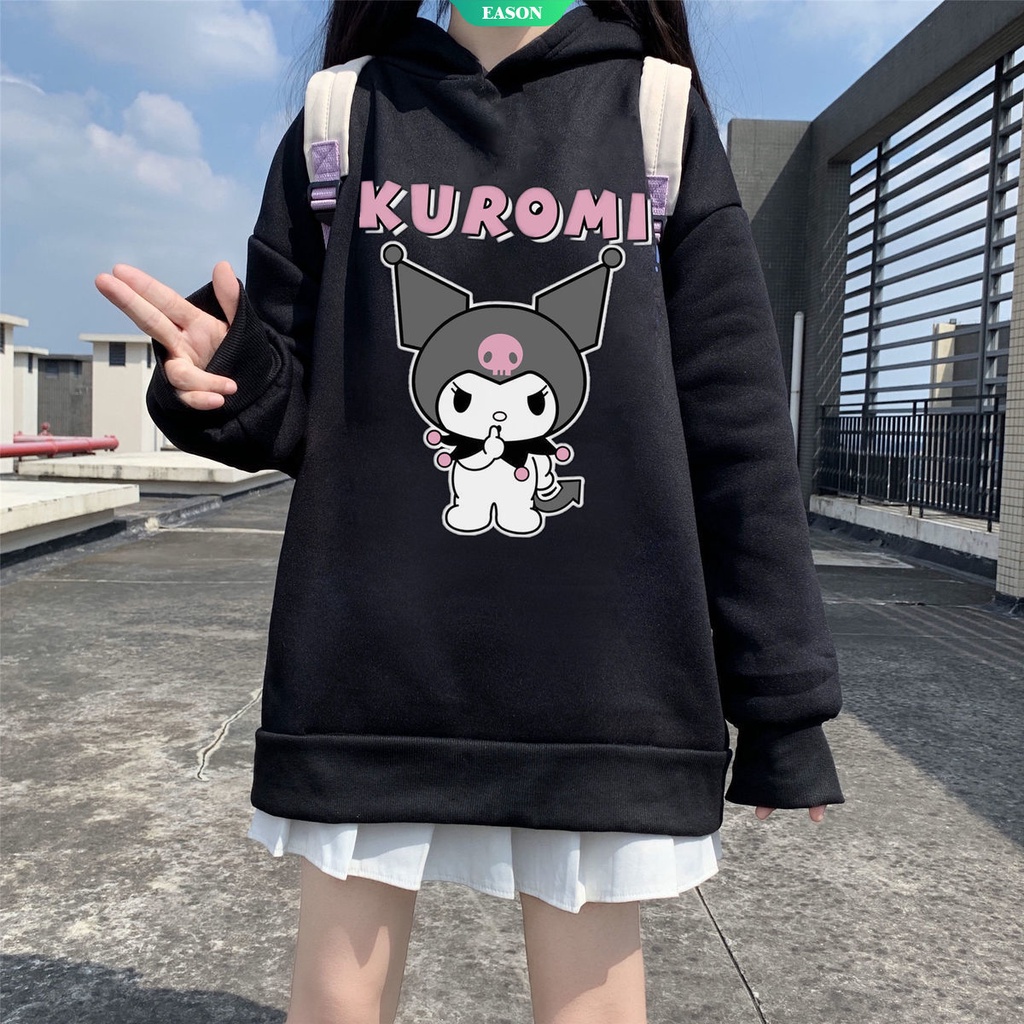 Áo Hoodie Dáng Rộng In Hình Sanrio Kuromi Dễ Thương Thời Trang Thu Đông Cho Nữ