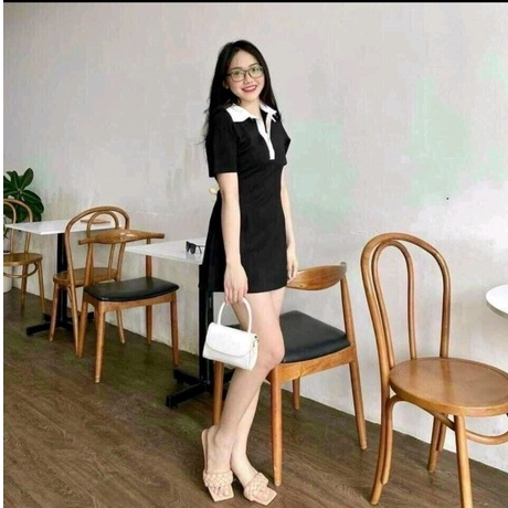[ Chuyên Sỉ ]  Đầm Polo Nữ Đen Dáng Ôm Váy Nữ Ngắn Body Ngắn