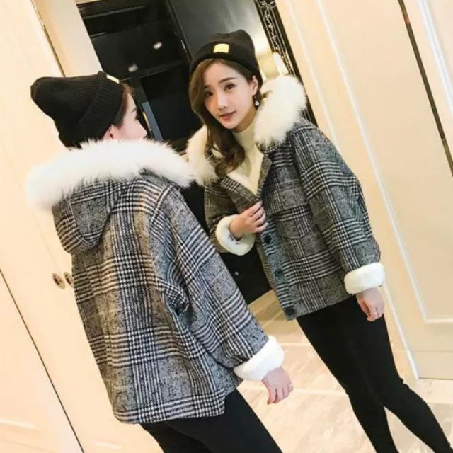 ÁO KHOÁC DẠ PHỐI LÔNG