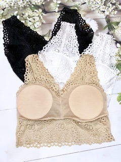 Áo bralette ren hoa dáng dài-dáng lửng