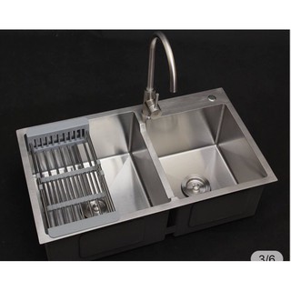 Chậu chén cao cấp inox 304,kèm vòi nóng lạnh inox 304,