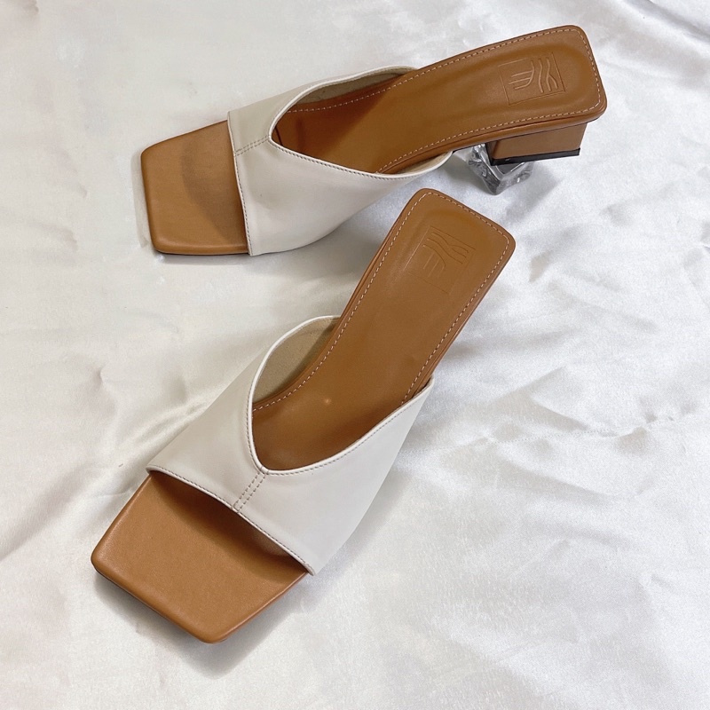 Dép quai cắt lót đệm nâu siêu êm gót 2cm (hàng đẹp)