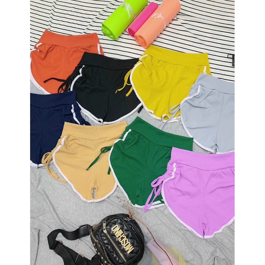 QUẦN ĐÙI THUN GÂN CHẠY VIỀN DÂY RÚT 2 BÊN SỌC HÔNG TẬP GYM LL