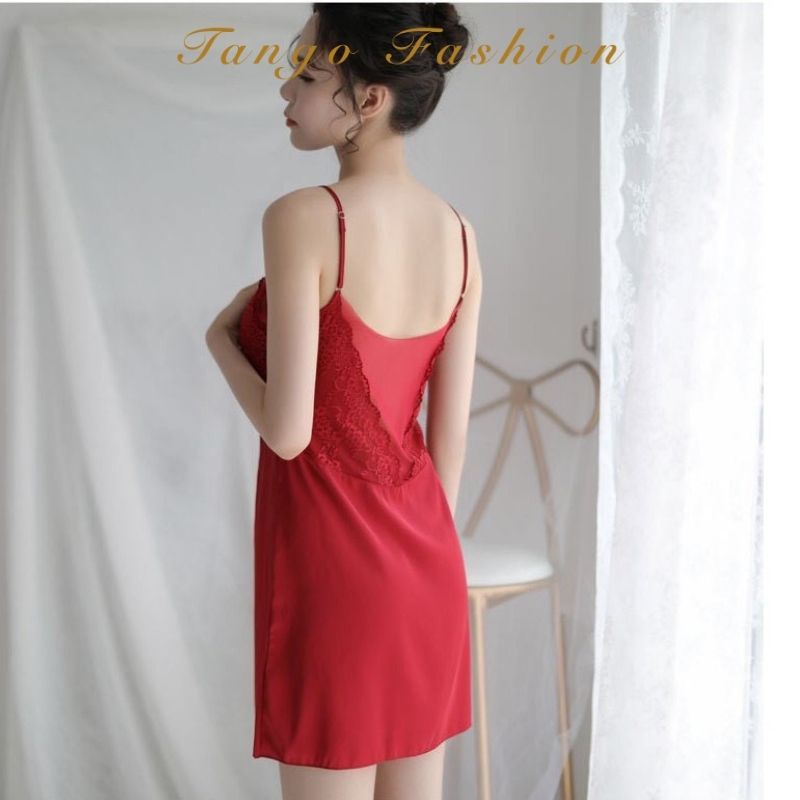 [HOT] Váy ngủ hai dây bằng lụa phối ren có đệm ngực quyến rũ cho nữ, Đồ mặc nhà phong cách gợi cảm [TANGO FASHION] | BigBuy360 - bigbuy360.vn
