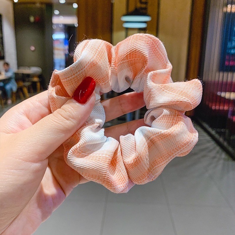 Dây Buộc Tóc Scrunchies Caro Dễ Thương Basic Phong Cách Hàn Quốc Cho Nữ