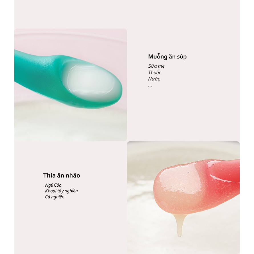 Set 2 thìa ăn dặm silicon an toàn tiện lợi cho bé