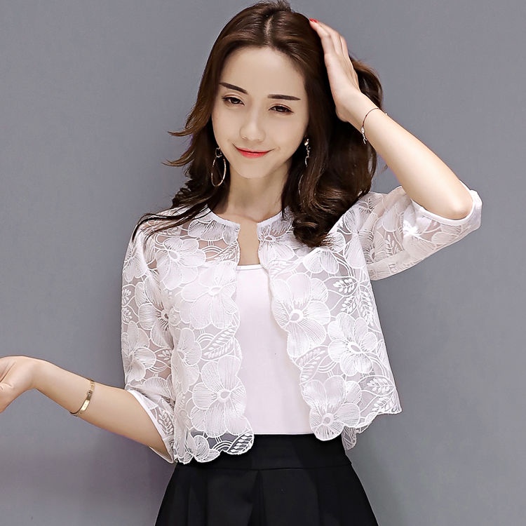 Áo Khoác Ren Mỏng Tay Lửng Chống Nắng Thời Trang Mùa Thu Cho Nữ#8.17