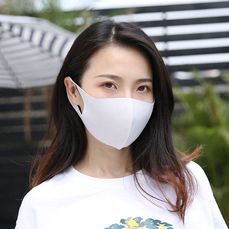 Khẩu trang cotton lụa lạnh 3D thoáng khí chống bụi màu đen có thể giặt sạch dành cho nam và nữ