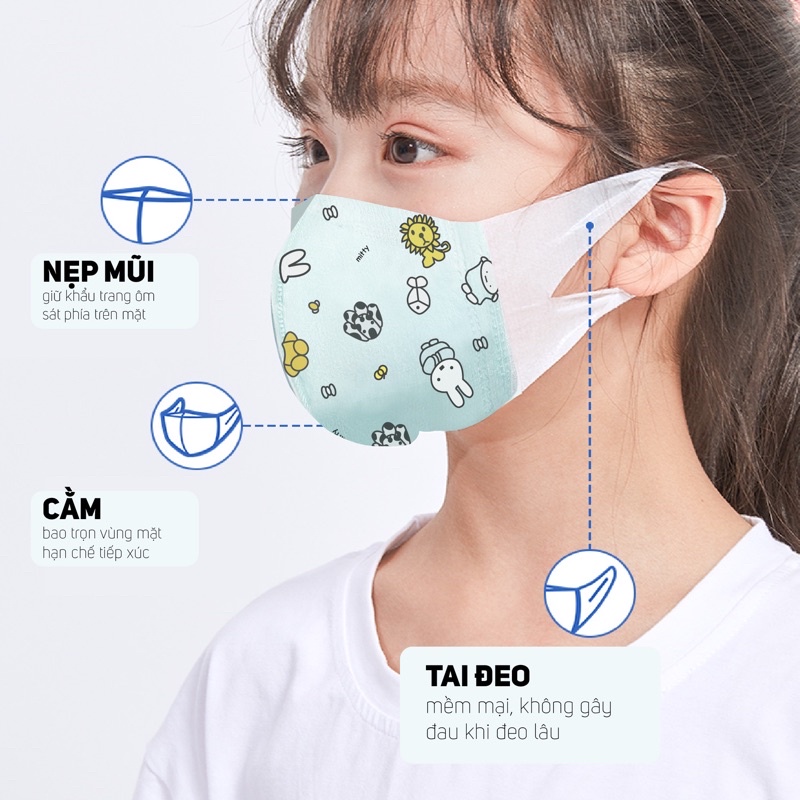 Khẩu Trang Trẻ Em 3D Mask Kids, Khẩu Trang Lọc Bụi Mịn, Hộp 50 Chiếc