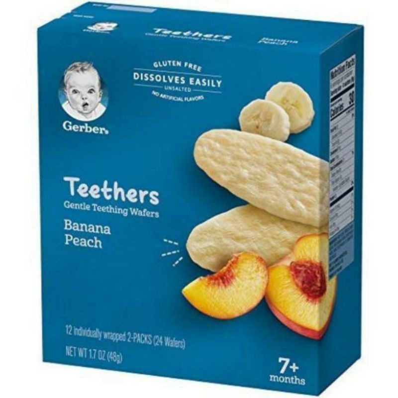 Bánh gạo Gerber vị chuối, đào, xoài, cà rốt...(48g)