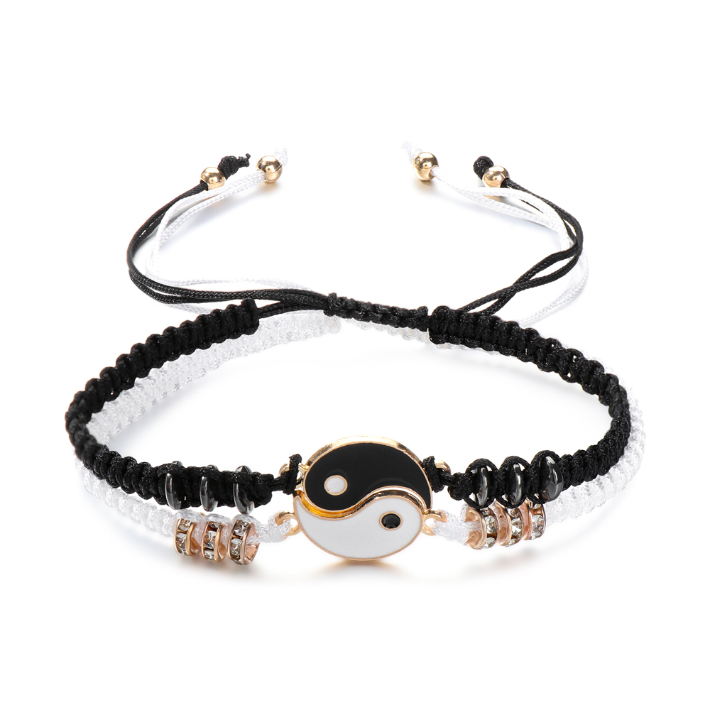 Vòng tay bện dây gắn mặt Yin Yang thời trang cho cặp đôi