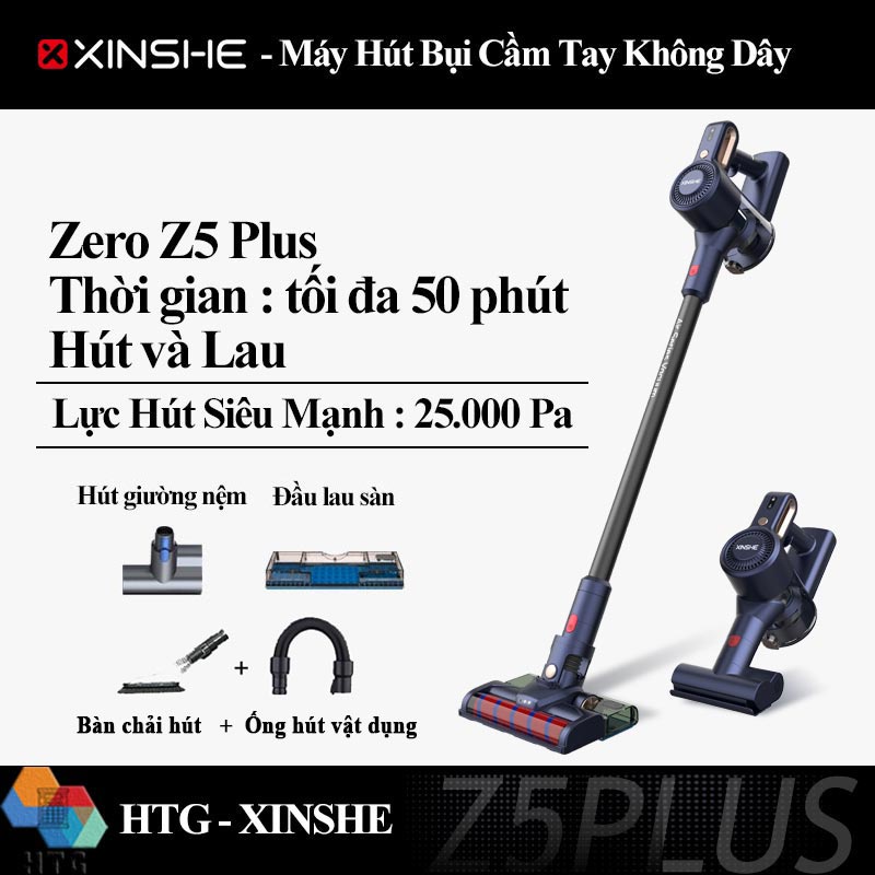 Máy hút bụi không dây XINSHE Zero Z5 Plus, Hút Và Lau, giường nệm, sofa, tích hợp bàn chải hút và ống dẫn hút tiện lợi