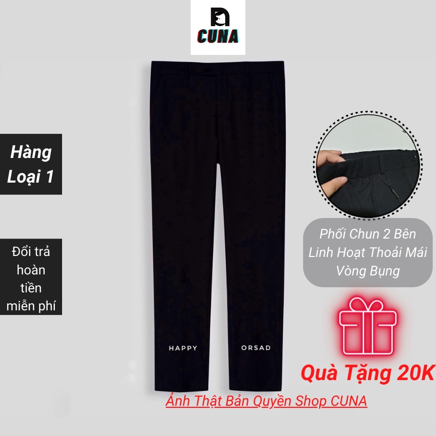 Quần Vải Ống Rộng Nam Happyorsad Quần Tâu Âu Rộng Ống Suông Nam Nữ Cạp Cao Dáng Xuông Baggy Phối Chun Line Đen shop CUNA