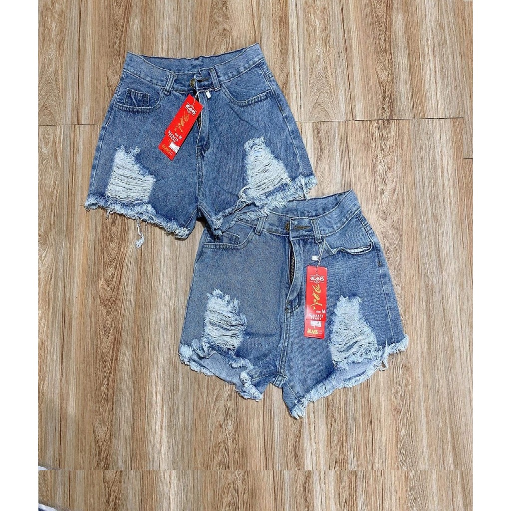 Quần short jean nữ rách 2 bên - xanh nhạt thời trang xb111