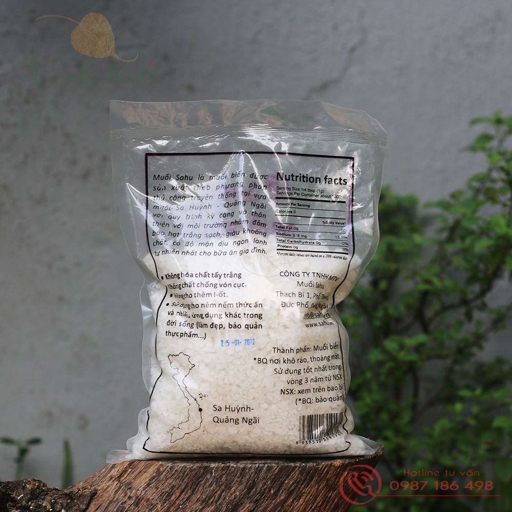 [Sahu] Muối Hột/ Hạt- Sạch Tự Nhiên- Không Chất Tẩy Trắng, An Toàn - Sa Huynh Coarse Salt [Xanh Suốt]