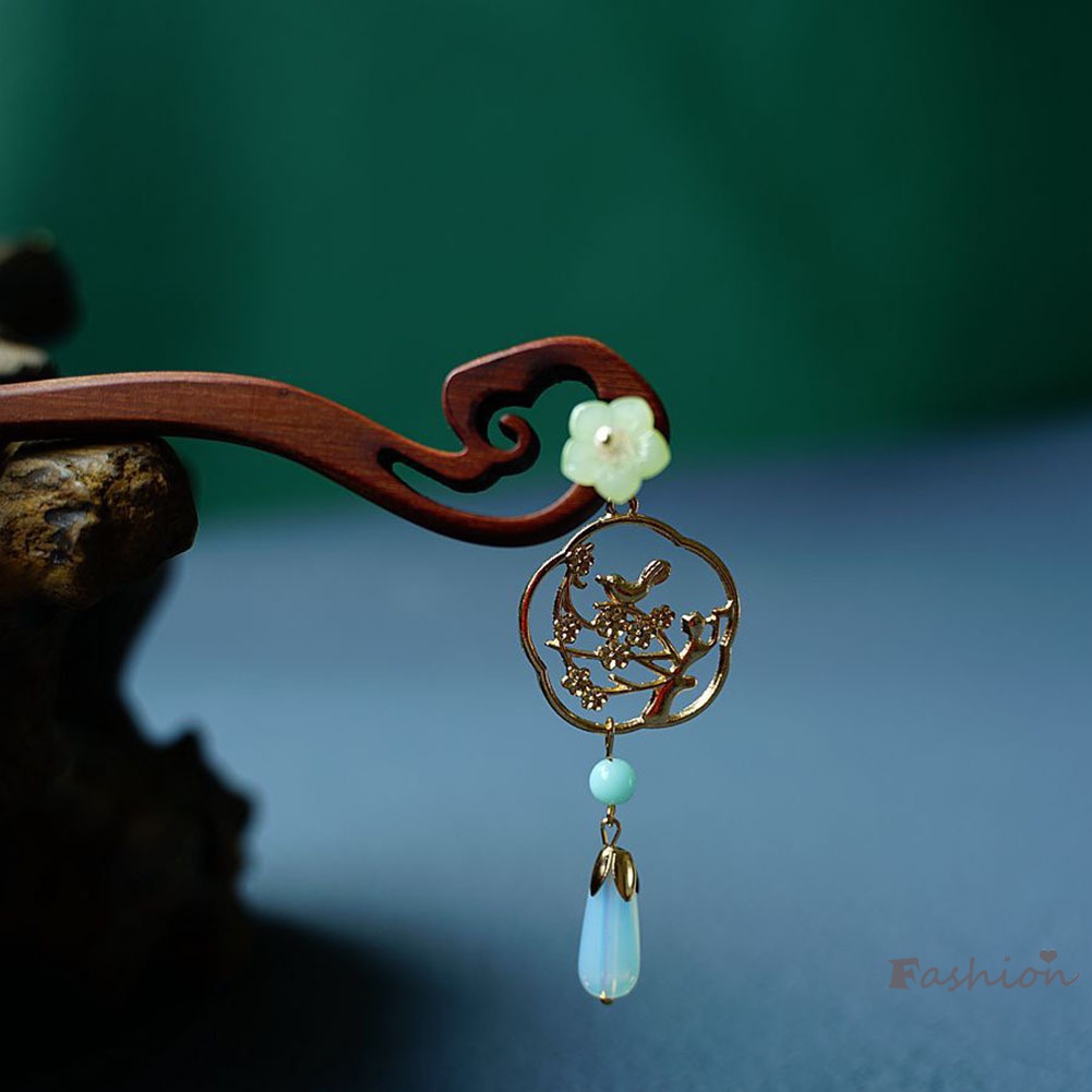 Trâm Cài Tóc Bằng Gỗ Đính Hoa Và Chim Handmade Thời Trang Cho Nữ