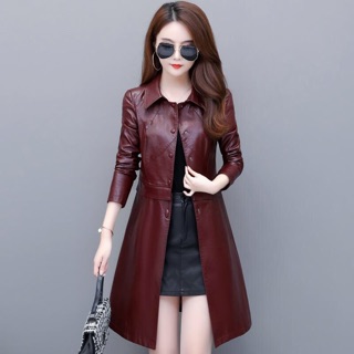 Áo da nữ cao cấp thiết kế dáng dài sang chảnh NP533