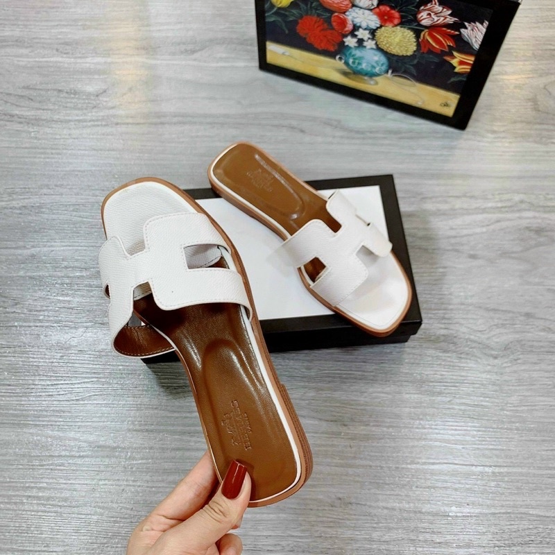 Dép nữ dép lê quai nganh chữ H 3 màu đen trắng nâu (hàng may đẹp chắc chắn)