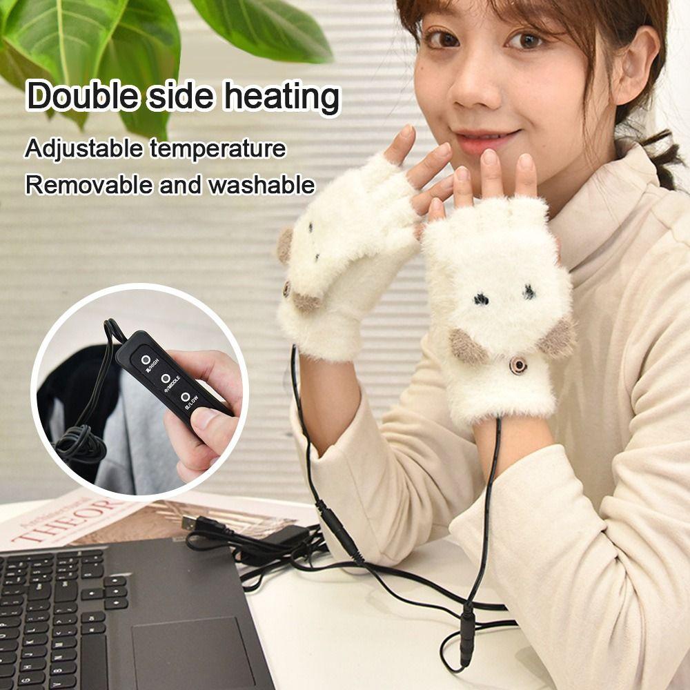 Găng Tay Đan Len Hở Ngón Sạc Cổng USB Có Thể Điều Chỉnh Nhiệt Độ Tiện Dụng