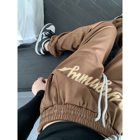 COZOK Quần Ống Rộng Lưng Cao In Chữ Thời Trang