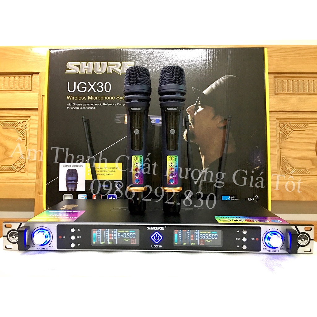 Micro Không Dây SHURE UGX 30 2022 Tự Ngắt,Dò Sóng,Sóng Khỏe,Hút Giọng,Hát Nhẹ,Giọng Mềm,Chuyên Karaoke Cao Cấp