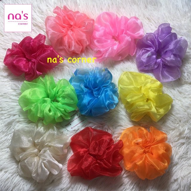 [HOT TREND] Scrunchies cột tóc voan kính trơn buộc tóc vải