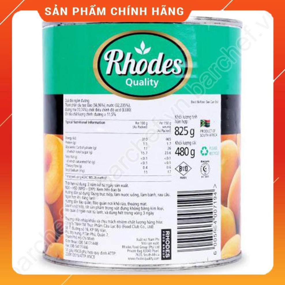 Đào tươi bổ đôi ngâm siro hiệu Rhodes - hộp 825g  - Hàng chính hãng