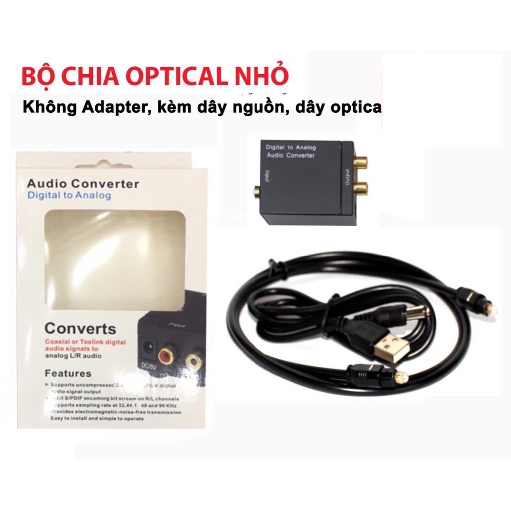 FULL BỘ OPTICAL RA AV : BOX CHUYỂN,DÂY NGUỒN,CÁP OPTICAL
