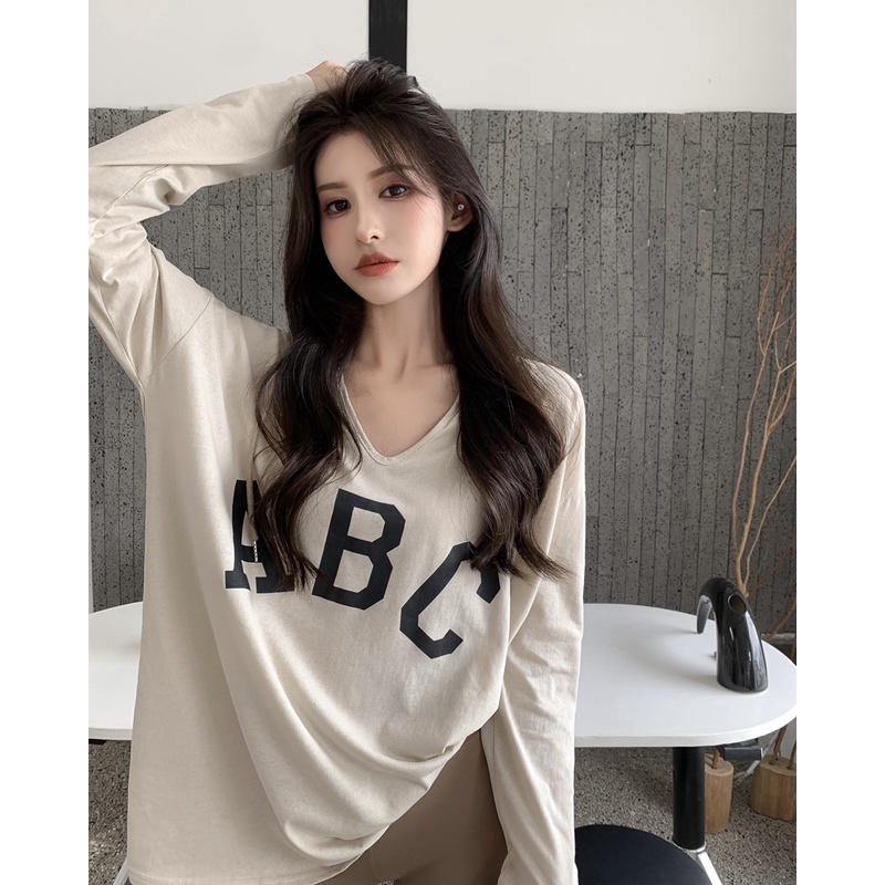 Áo Thun Nữ Tay Dài Có Nón In Chữ Thời Trang