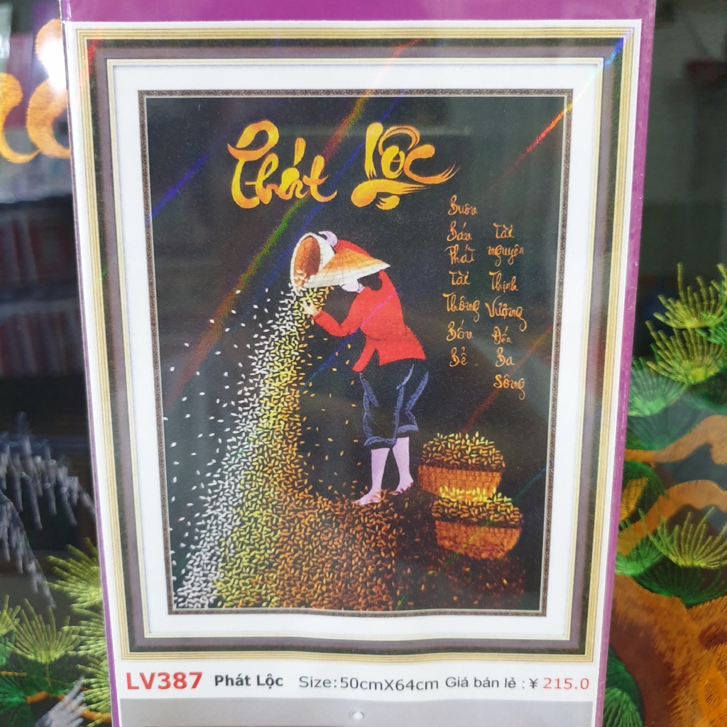 Tranh đính đá ABC phát lộc . Kích Thước: 64cm x 50cm