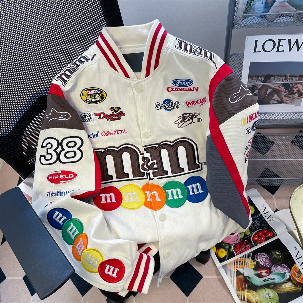 Áo khoác xe đua M&M trắng