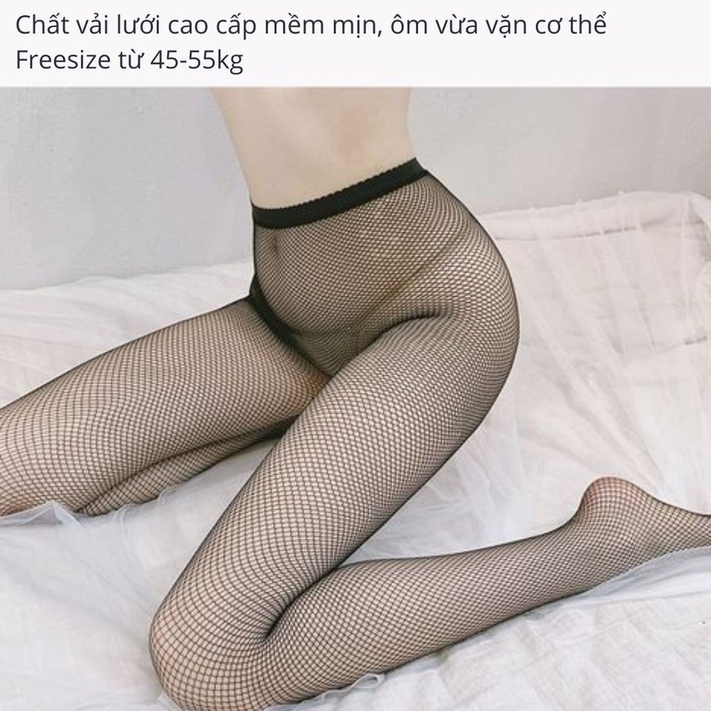 Quần tất lưới nữ VICKE SECVIA lưng cao phối ren phong cách sexy, quyến rũ W8