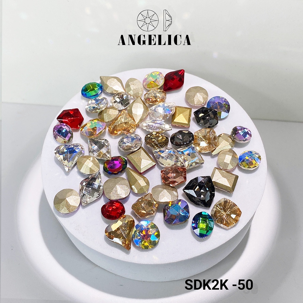 Set 50 viên Đá Khối Nail Mix 7 Màu Trang Trí Móng ANGELICA SDK2k-50