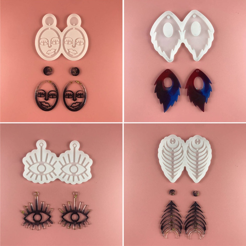 Khuôn Silicone Làm Bông Tai Epoxy Pha Lê Hình Đôi Mắt To Thời Trang DIY