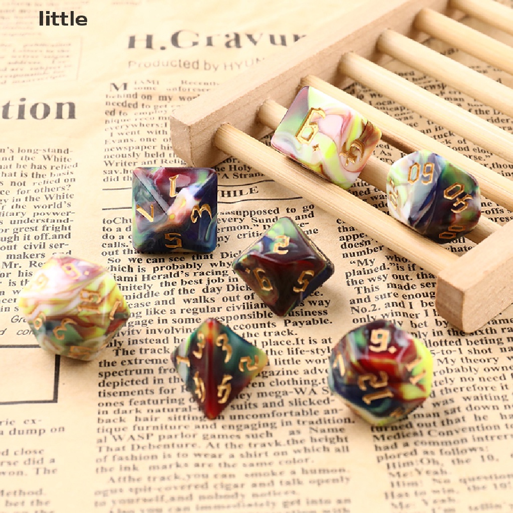 Vnlittle Bộ 7 Xúc Xắc Kỹ Thuật Số Bốn Mặt Nhiều Màu Sắc Dùng Để Chơi Game