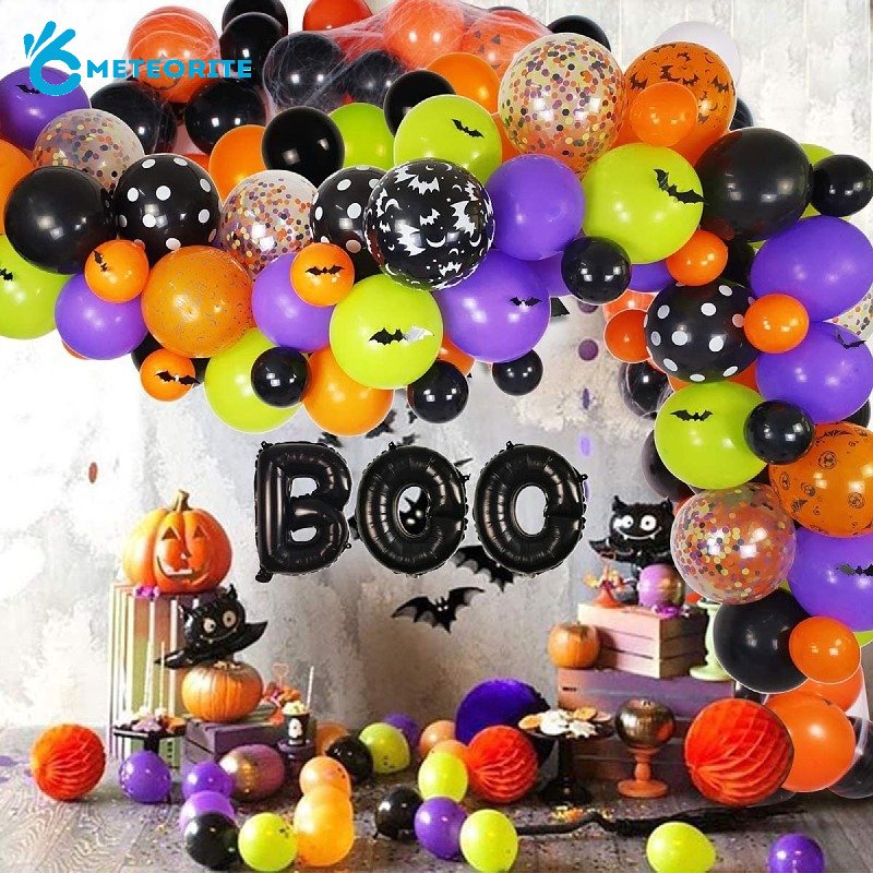 (Meteorite) Bong Bóng Latex Chủ Đề Halloween Đầu Lâu Dơi / Mèo Đen Bí Ngô Trang Trí Tiệc