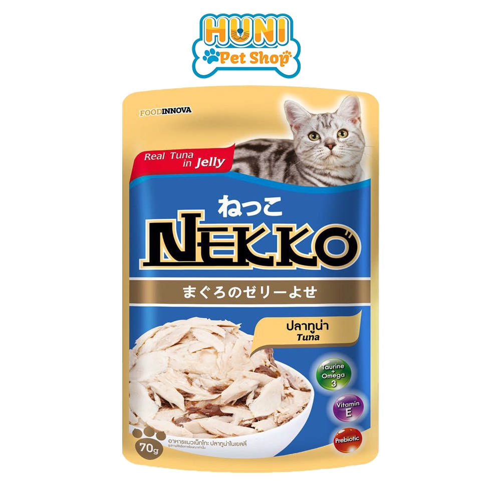 Pate mèo, Pate Nekko Jelly - sốt mèo Neko dạng thạch nhiều vị cá ngừ, gói 70g - Huni Petshop