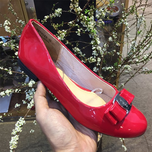 Giày búp bê nữ xanh đỏ bóng mềm siêu êm chân Sr7