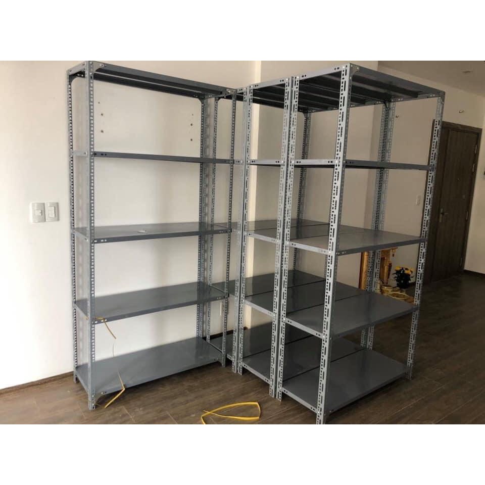 Kệ sắt V lỗ đa năng đựng đồ: Cao 1m8 x dài 1m x rộng 40cm 5 tầng