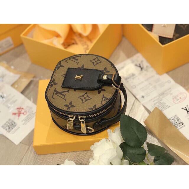 Túi hoa nâu mini đeo chéo