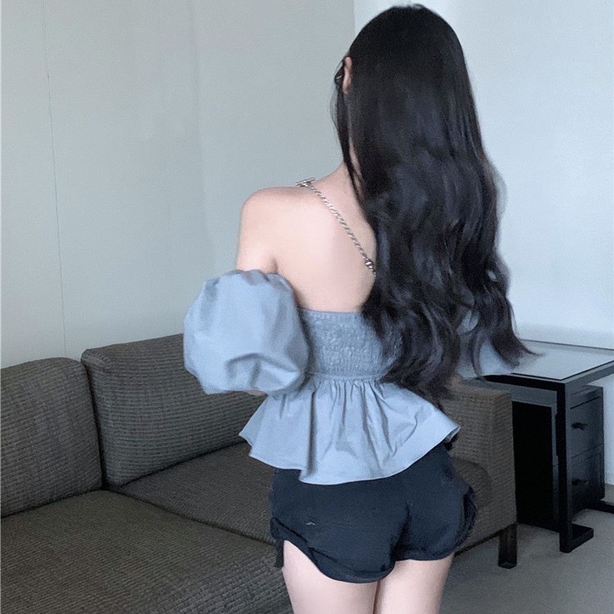 Áo Trễ Vai Tay Ngắn Dáng Ngắn Thời Trang Mùa Hè Quyến Rũ Cho Nữ