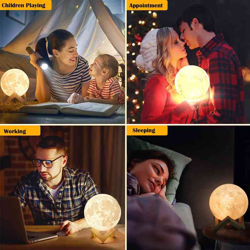 Đèn LED Hình Mặt Trăng 3D 12CM Trang Trí Sinh Nhật