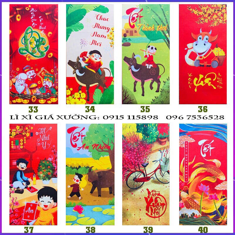 LÌ XÌ  Bao Lì Xì Tết Chúc mừng năm mới, LÌ XÌ ĐẸP - set 5 cái - VPP Halu