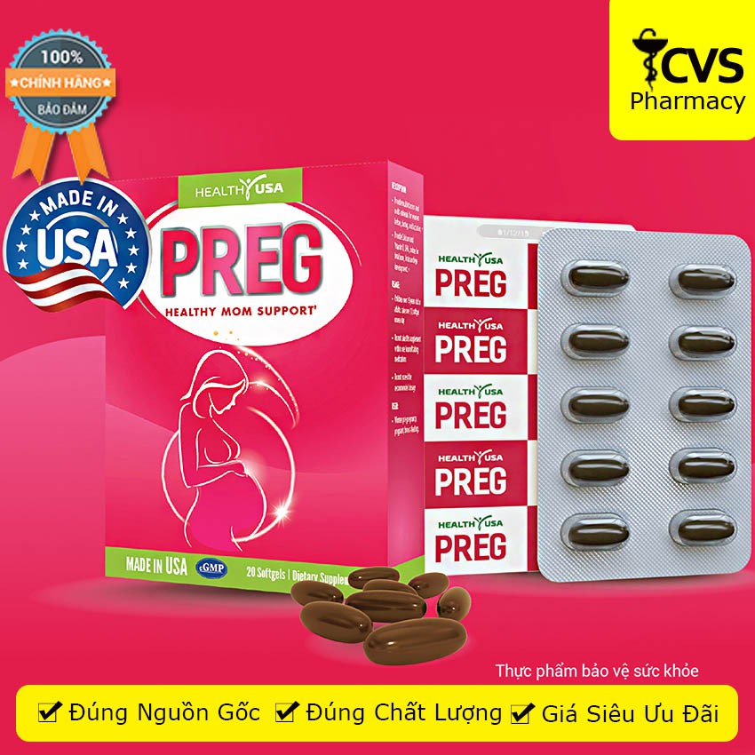 PREG (Healthy Mom Support) - Viên uống bồi bổ thai kỳ, bổ sung DHA, vitamin cần thiết cho mẹ - cvspharmacy