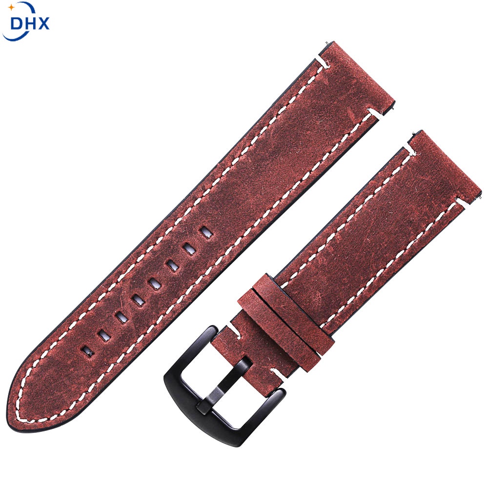 Dây da đồng hồ đeo tay 18mm 20mm 22mm 24mm màu xanh lá/ đỏ