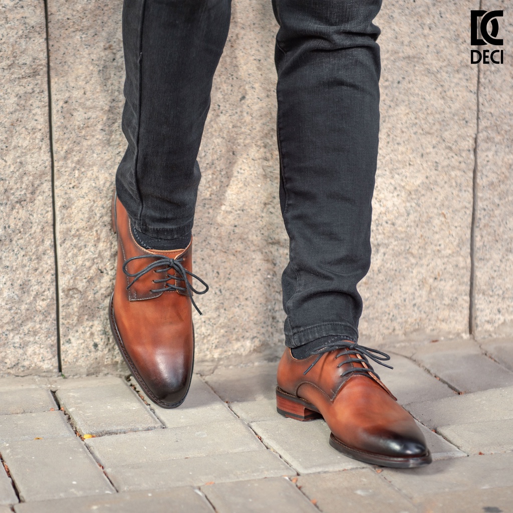 Giày tây công sở DECI dòng Derby màu nâu đen OXFORD AH03